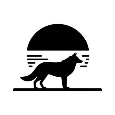 Beyaz arkaplan üzerinde izole edilmiş Kurt silueti düzenlenebilir vektör çizimi