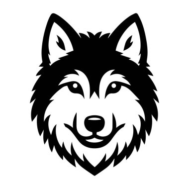 Beyaz arkaplan üzerinde izole edilmiş Kurt silueti düzenlenebilir vektör çizimi