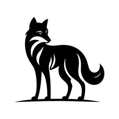 Beyaz arkaplan üzerinde izole edilmiş Kurt silueti düzenlenebilir vektör çizimi
