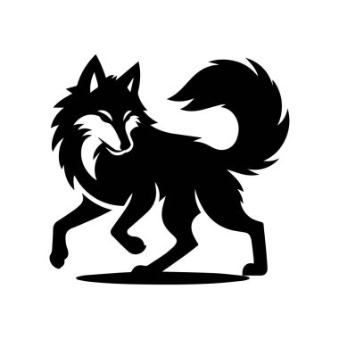 Beyaz arkaplan üzerinde izole edilmiş Kurt silueti düzenlenebilir vektör çizimi