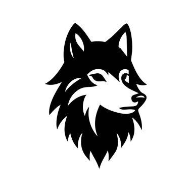 Beyaz arkaplan üzerinde izole edilmiş Kurt silueti düzenlenebilir vektör çizimi