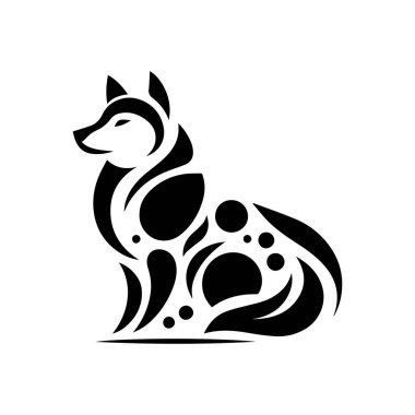 Beyaz arkaplan üzerinde izole edilmiş Kurt silueti düzenlenebilir vektör çizimi