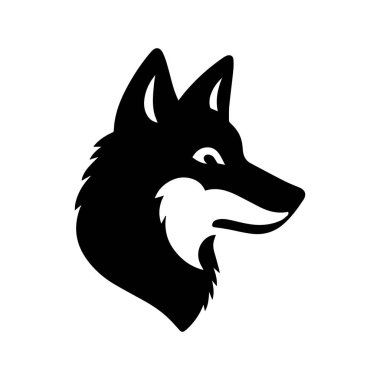 Beyaz arkaplan üzerinde izole edilmiş Kurt silueti düzenlenebilir vektör çizimi