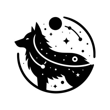 Beyaz arkaplan üzerinde izole edilmiş Kurt silueti düzenlenebilir vektör çizimi