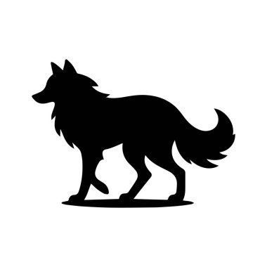 Beyaz arkaplan üzerinde izole edilmiş Kurt silueti düzenlenebilir vektör çizimi