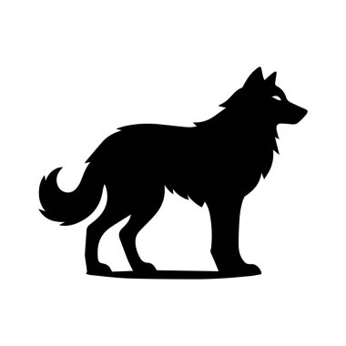 Beyaz arkaplan üzerinde izole edilmiş Kurt silueti düzenlenebilir vektör çizimi