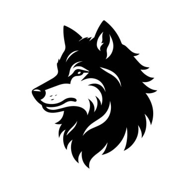 Beyaz arkaplan üzerinde izole edilmiş Kurt silueti düzenlenebilir vektör çizimi