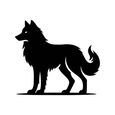Beyaz arkaplan üzerinde izole edilmiş Kurt silueti düzenlenebilir vektör çizimi