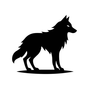 Beyaz arkaplan üzerinde izole edilmiş Kurt silueti düzenlenebilir vektör çizimi