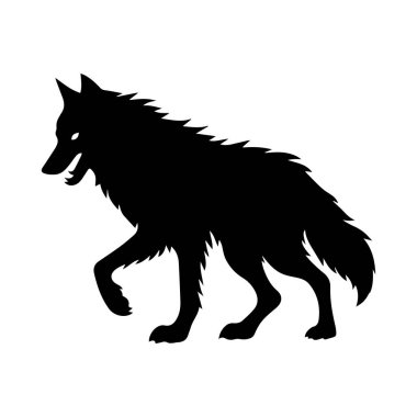 Beyaz arkaplan üzerinde izole edilmiş Kurt silueti düzenlenebilir vektör çizimi