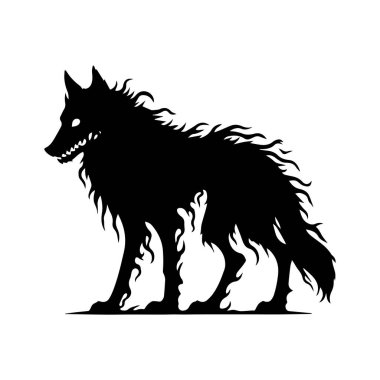 Beyaz arkaplan üzerinde izole edilmiş Kurt silueti düzenlenebilir vektör çizimi