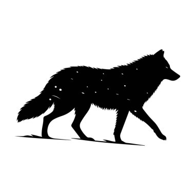 Beyaz arkaplan üzerinde izole edilmiş Kurt silueti düzenlenebilir vektör çizimi