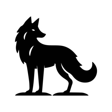 Beyaz arkaplan üzerinde izole edilmiş Kurt silueti düzenlenebilir vektör çizimi