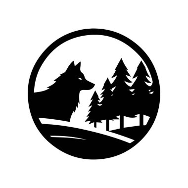 Beyaz arkaplan üzerinde izole edilmiş Kurt silueti düzenlenebilir vektör çizimi