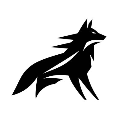 Beyaz arkaplan üzerinde izole edilmiş Kurt silueti düzenlenebilir vektör çizimi