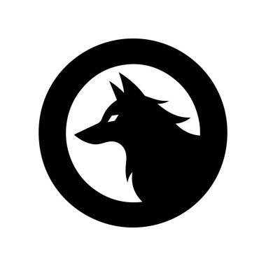 Beyaz arkaplan üzerinde izole edilmiş Kurt silueti düzenlenebilir vektör çizimi