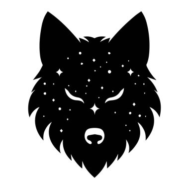 Beyaz arkaplan üzerinde izole edilmiş Kurt silueti düzenlenebilir vektör çizimi