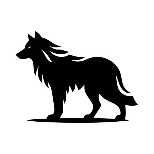 Wolf silhouette editable vector illustration isolated over white background