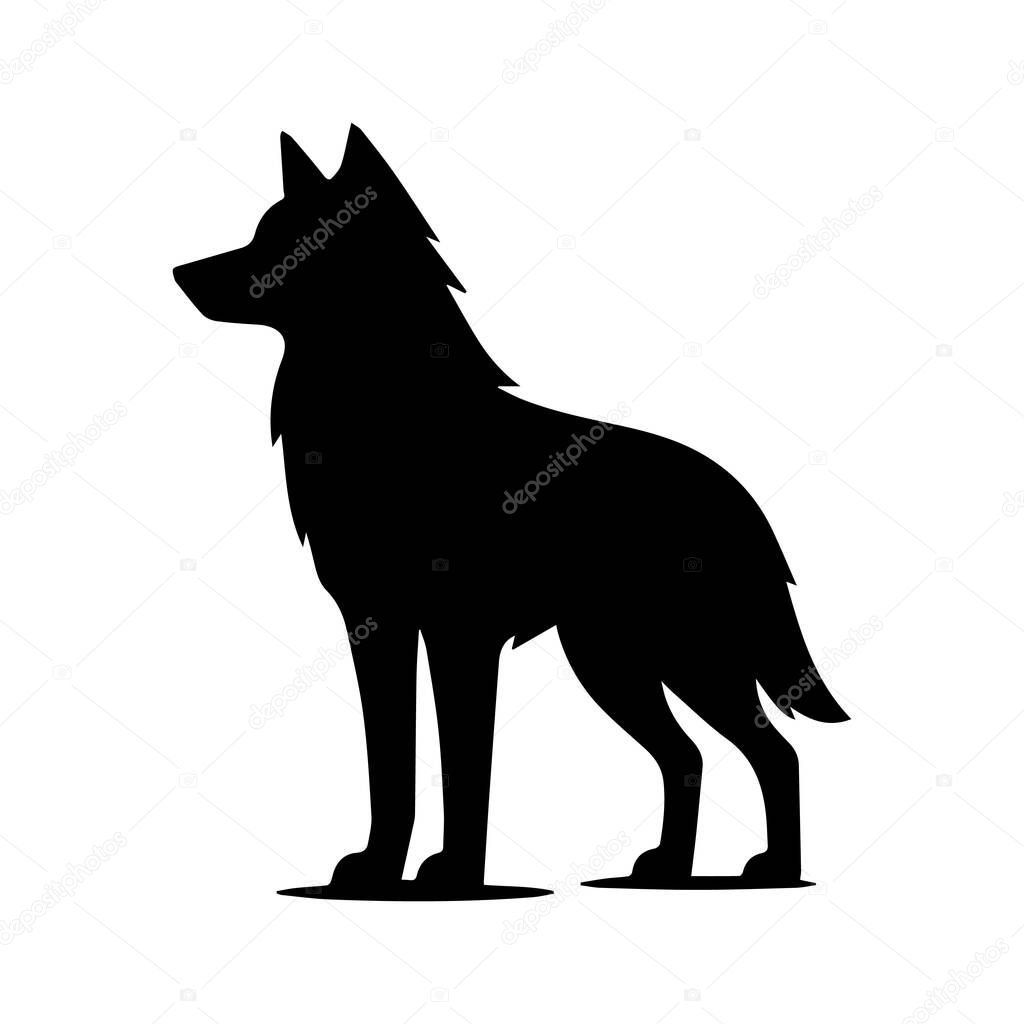 Wolf silhouette editable vector illustration isolated over white background