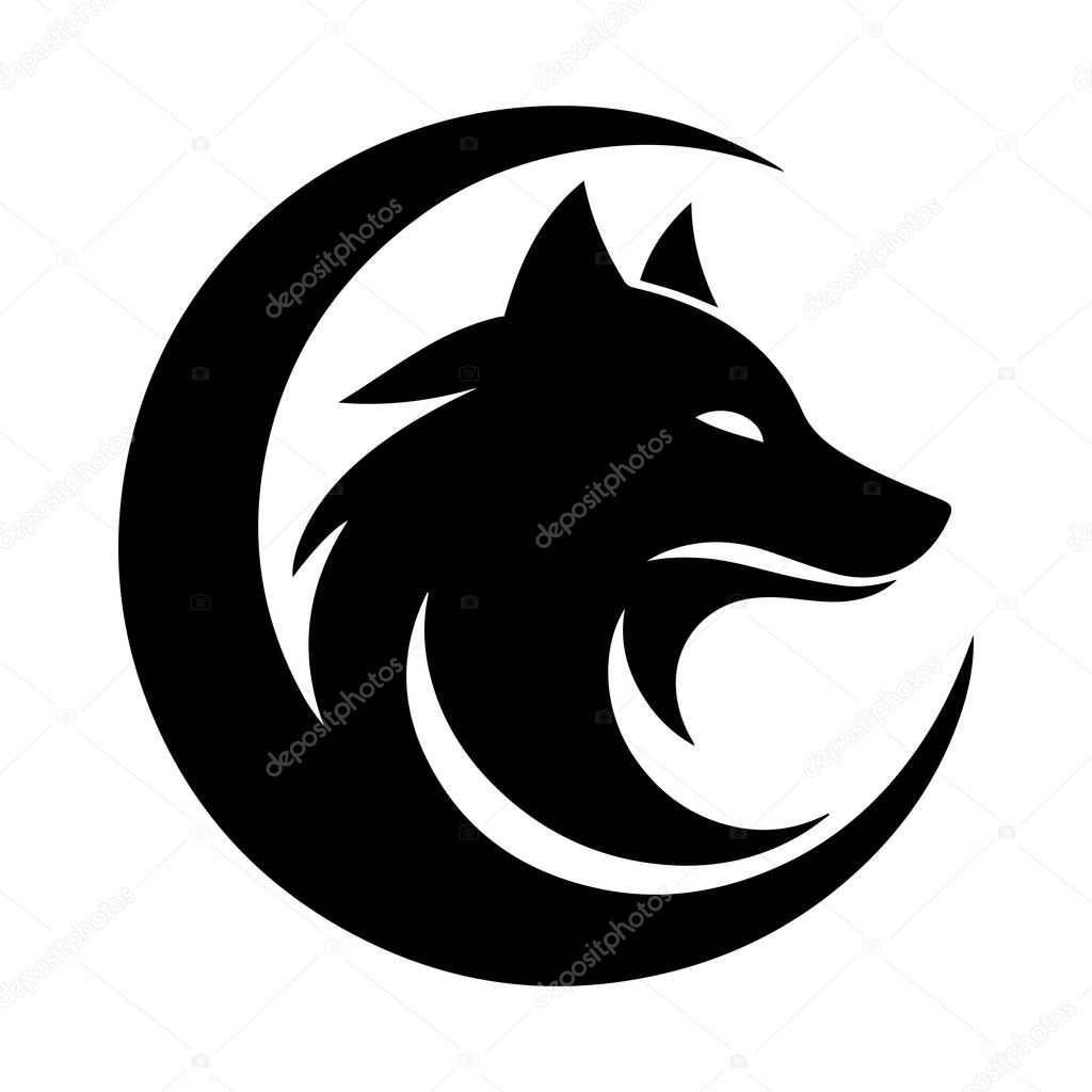Wolf silhouette editable vector illustration isolated over white background