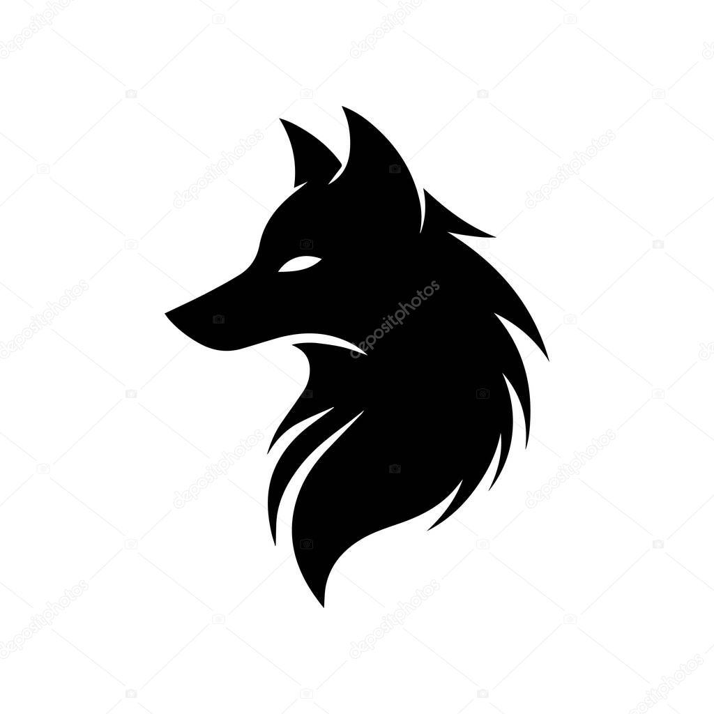Wolf silhouette editable vector illustration isolated over white background