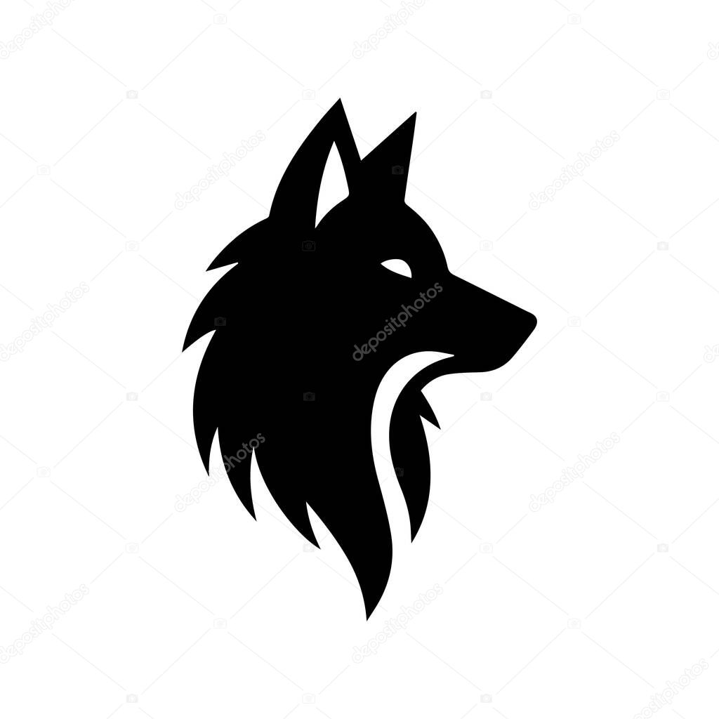 Wolf silhouette editable vector illustration isolated over white background