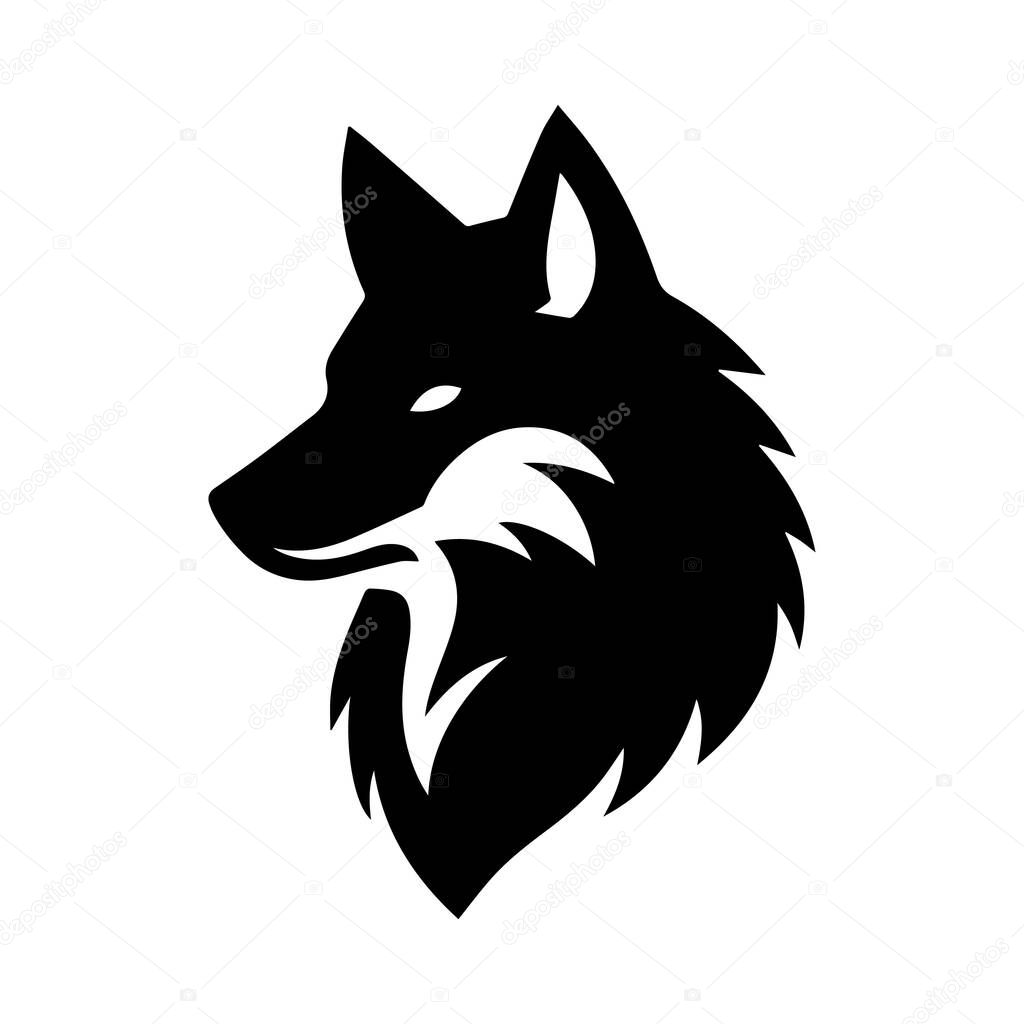 Wolf silhouette editable vector illustration isolated over white background