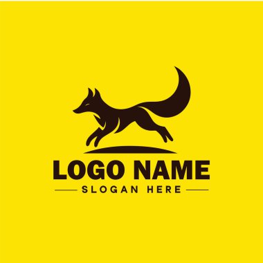 Tilki hayvan logosu ve simgesi temiz yassı modern minimalist iş ve lüks marka logosu düzenlenebilir vektör tasarımı