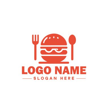 restoran, bar, kahve dükkanı, bbq, pastane, kafe, yemek logosu ve simge temiz düz modern minimalist iş logosu düzenlenebilir vektör tasarımı