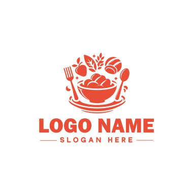 restoran, bar, kahve dükkanı, bbq, pastane, kafe, yemek logosu ve simge temiz düz modern minimalist iş logosu düzenlenebilir vektör tasarımı