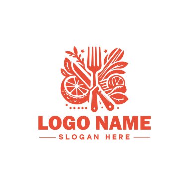 restoran, bar, kahve dükkanı, bbq, pastane, kafe, yemek logosu ve simge temiz düz modern minimalist iş logosu düzenlenebilir vektör tasarımı