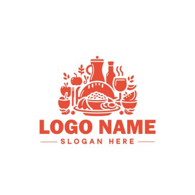 restoran, bar, kahve dükkanı, bbq, pastane, kafe, yemek logosu ve simge temiz düz modern minimalist iş logosu düzenlenebilir vektör tasarımı