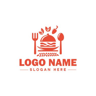 restoran, bar, kahve dükkanı, bbq, pastane, kafe, yemek logosu ve simge temiz düz modern minimalist iş logosu düzenlenebilir vektör tasarımı