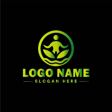 Sağlık logosu sağlık sağlığı sağlık merkezi spa yoga spor logosu ve simge temiz düz modern minimalist iş logosu düzenlenebilir vektör tasarımı