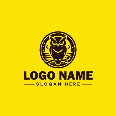 Şirket, iş yeri, topluluk, takım logosu ve simge için baykuş logosu. Temiz düz modern minimalist iş logosu düzenlenebilir vektör tasarımı.