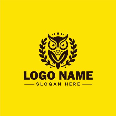 Şirket, iş yeri, topluluk, takım logosu ve simge için baykuş logosu. Temiz düz modern minimalist iş logosu düzenlenebilir vektör tasarımı.