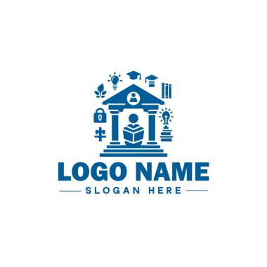 okul, üniversite, üniversite, enstitü ve simge için eğitim logosu temiz düz modern minimalist logo düzenlenebilir vektör