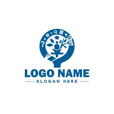 okul, üniversite, üniversite, enstitü ve simge için eğitim logosu temiz düz modern minimalist logo düzenlenebilir vektör