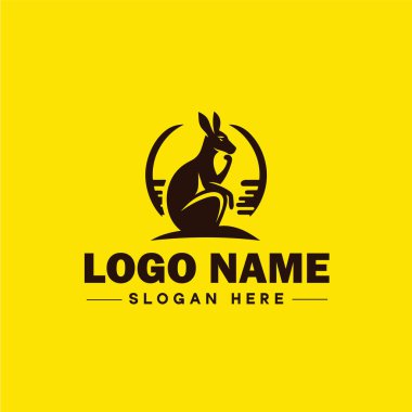 Kanguru logosu ve simgesi temiz, yassı, modern, minimalist logo tasarımı düzenlenebilir vektör