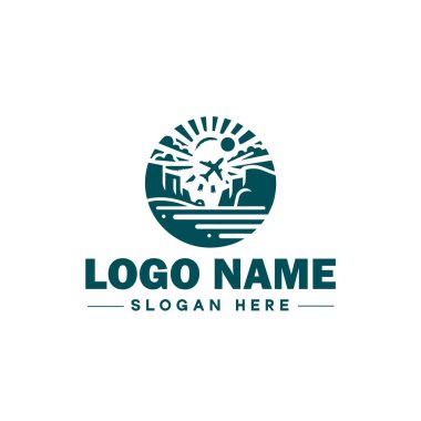 Seyahat Logosu Logosu Macerası, Turne, Açık hava, Kamp, Dağ, Avcılık, Yürüyüş, Seyahat logosu Düzenlenebilir Vektörü