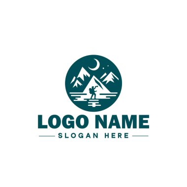 Seyahat Logosu Logosu Macerası, Turne, Açık hava, Kamp, Dağ, Avcılık, Yürüyüş, Seyahat logosu Düzenlenebilir Vektörü