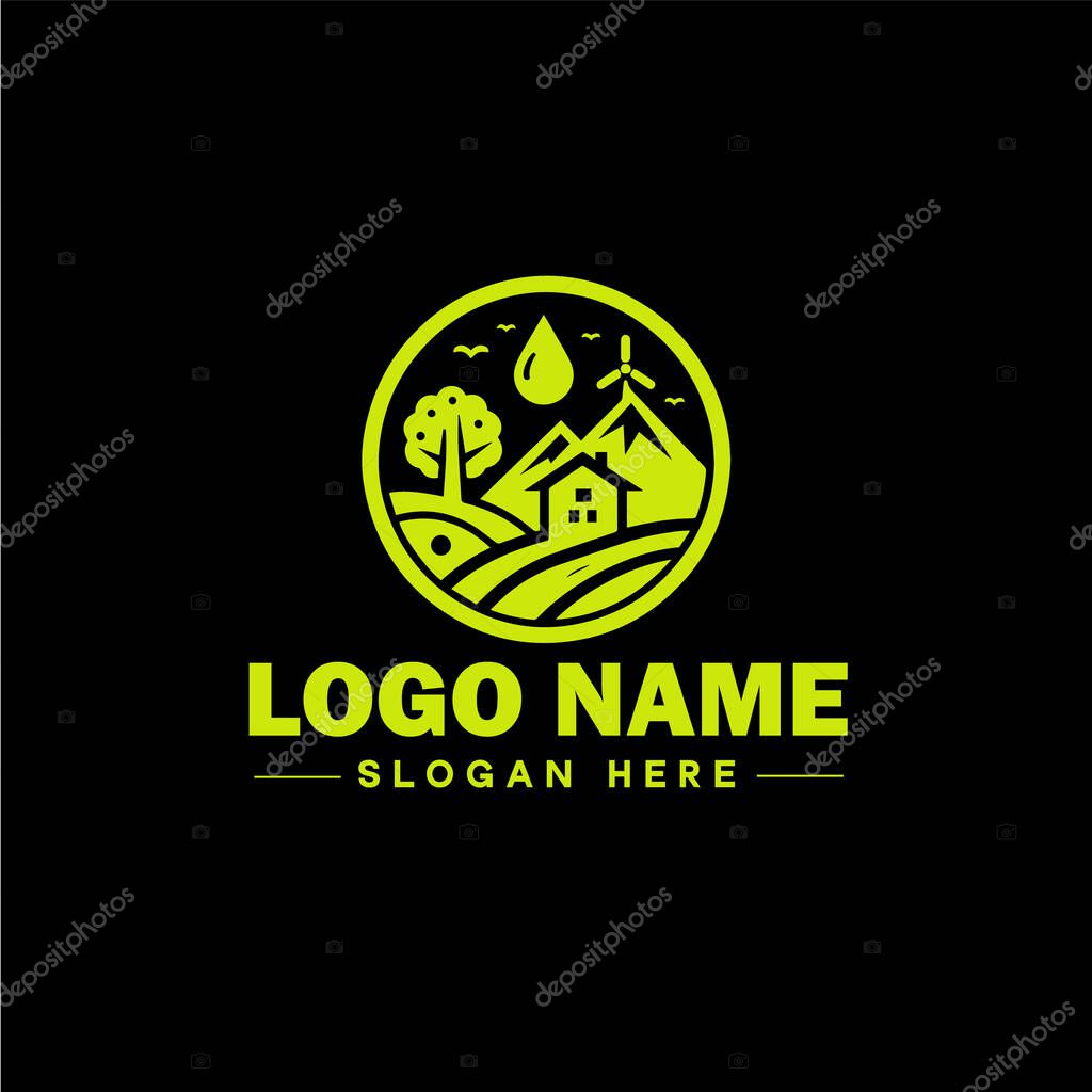 Environmental logo ecologic green nature farm business logo icon editable vector