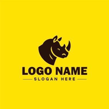 Gergedan logo ikonu gergedan vahşi boynuzlu hayvan modern minimalist iş logosu düzenlenebilir vektör