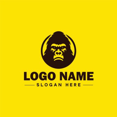 Goril logosu simgesi goril vahşi hayvan modern minimalist iş logosu düzenlenebilir vektör