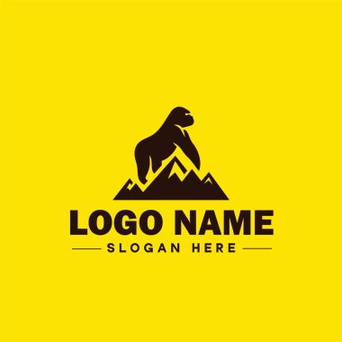 Goril logosu simgesi goril vahşi hayvan modern minimalist iş logosu düzenlenebilir vektör