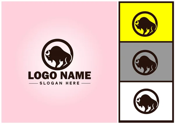 Bizon logo vektör sanat simgesi grafikleri ticari marka simgesi bizon logo şablonu