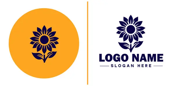 İş marka uygulama simgesi için ayçiçeği logo ikonu vektörü Güzel moda ayçiçeği logo şablonu