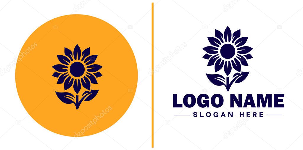 Sunflower logo icon vector for business brand app icon beautiful fashion sunflower logo template
