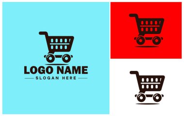 Ticari uygulama siluet logo şablonu için alışveriş sepeti internet Etrade store logo ikonu vektörü