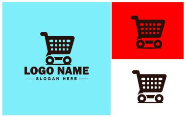 Ticari uygulama siluet logo şablonu için alışveriş sepeti internet Etrade store logo ikonu vektörü